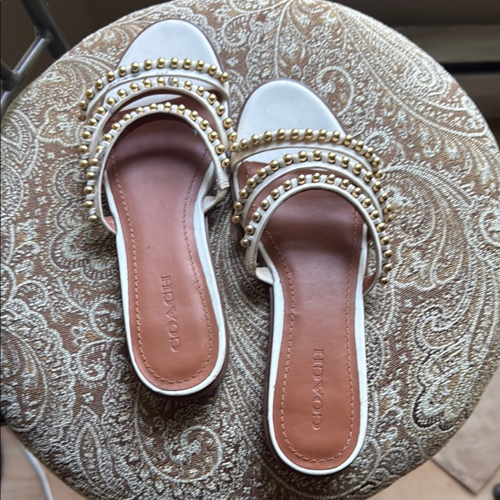 Coach White and Tan Sandals for Effortless Style